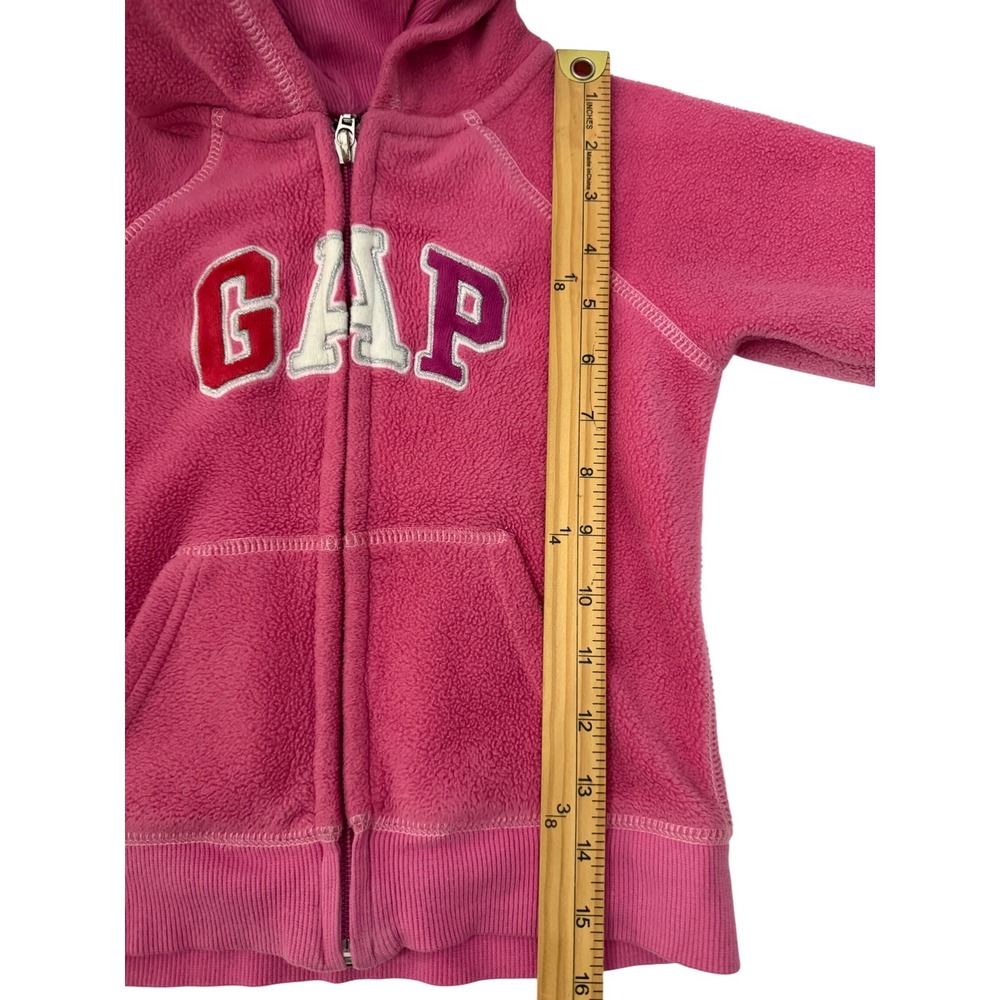 Baby Gap Toddler Girls Pink Fleece Zip Up Hoodie Arch Logo Sweatshirt Size 5T - Picture 8 of 9